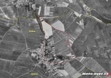 Činěveský trojúhelník - původní mapa před výstavbou nového obchvatu..