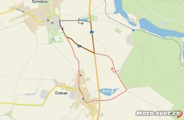 Činěveský trojúhelník 1975, 76, černě Dymokurský okruh od roku 1982..
